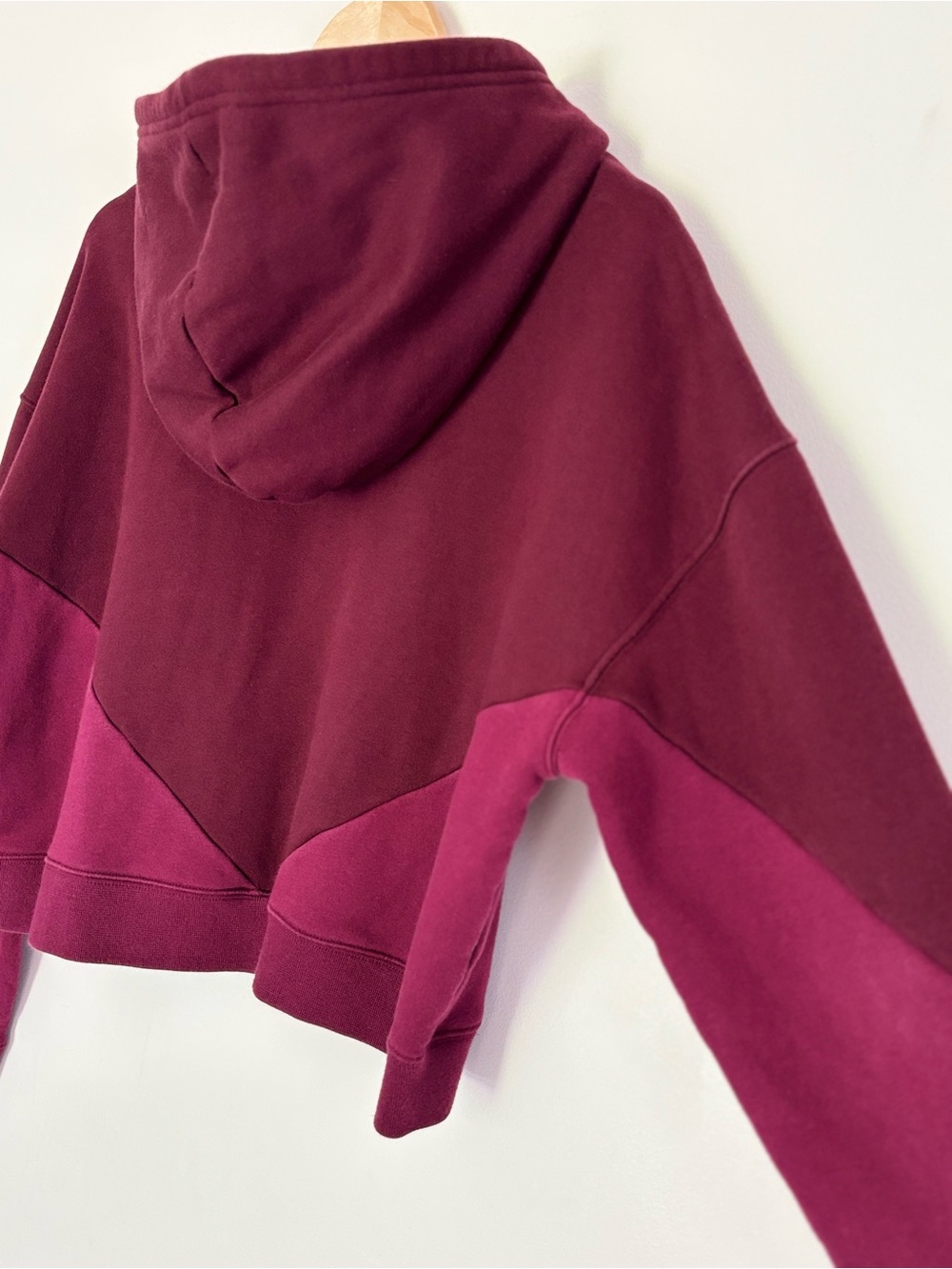 Adidas Originals CLRDO Maroon Hoodie Medium Fleece Lined Oversized Cropped - Picture 11 of 16